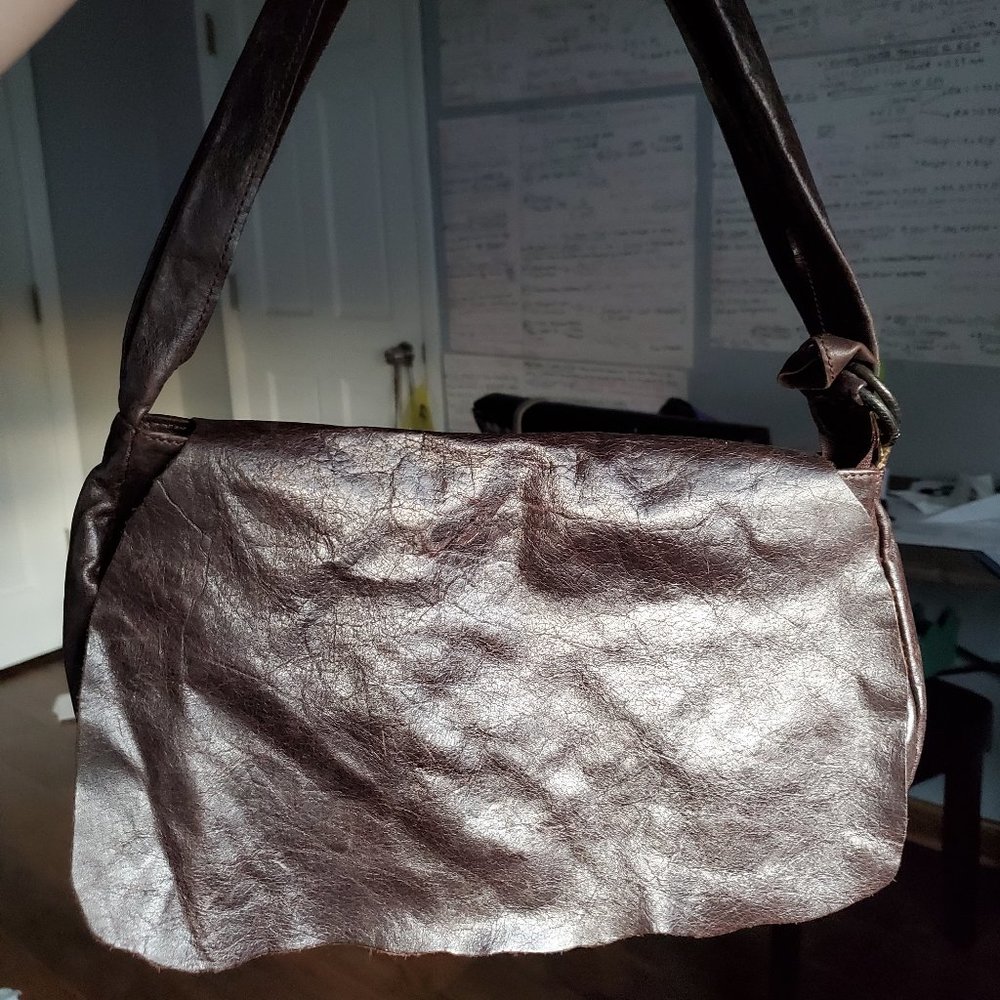 Abaco Fine Leather Chocolate Brown Handbag Shoulder bag Woven design **see info*